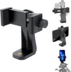 Dodaco Suport telefon rotativ pentru trepied cu prindere reglabila 55-105 mm si montura universala 1 4 inch, adaptor smartphone vertical orizontal, negru