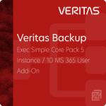 VERITAS Backup Exec Simple Core Pack 5 Instance 10 MS 365 User Add-On 1 an (32150-M0008)