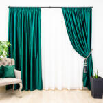 Hiko Set 2 draperii opace, Hiko Genuine, verde smarald, catifea 100% Blackout, cu rejansa Premium creion de 6.5cm (100008131)