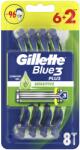 Gillette Blue 3 Мъжка самобръсначка Sensitive, 6 + 2 броя