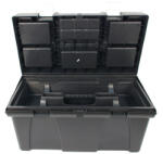 Madal Bal EXTOL szerszámosláda, műanyag, alucsatos, tálcával, fekete, lakatolható; 20", 525×255×245mm, rendező felül (3385072)