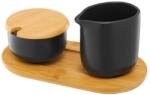 Ambition Natural cukortartó és tejkiöntő bambusz alátéttel fekete (5904134947529)