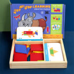 Leziter Mágneses tangram fajáték angol kártyákkal, haladó szint (BTE-11-C) - tipparuhaz