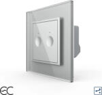 LIVOLO Intrerupator Dublu Cap Scara / Cruce cu Touch LIVOLO cu Rama din Sticla Protocol Zigbee EC, Gri (VL-FC2SZ2-2I-15)