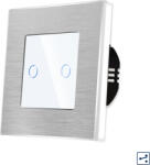 Luxion Intrerupator Dublu Cap Scara / Cruce cu Touch din Sticla si Rama de Aluminiu LUXION, Serie A, Alb (lx-mt-a202a-w)