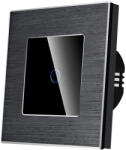 Luxion Intrerupator Simplu cu Touch din Sticla si Rama de Aluminiu LUXION, protocol Zigbee, Negru, LX-ZT-101A-B (LX-ZT-101A-B)