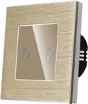 Luxion Intrerupator Dublu cu Touch din Sticla si Rama de Aluminiu LUXION, protocol ZigBee, Auriu (LX-ZT-201A-G)