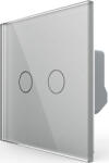LIVOLO Intrerupator dublu cu touch Livolo VL-FC2-2G-2I, din sticla securizata, serie noua, Gri (vl-fc2/2-4i)