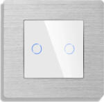 Luxion Intrerupator Dublu cu Variator si Touch din Sticla si Rama de Aluminiu LUXION, RF433, Alb, LX-MT-RD201A-W (LX-MT-RD201A-W) - cel
