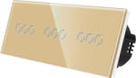 Luxion Intrerupator Triplu + Triplu + Triplu cu Touch din Sticla LUXION, Auriu, LX-ST-301/301/301-G (lx-st-301/301/301-g) - cel