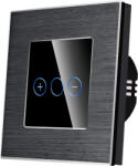 Luxion Intrerupator Simplu cu Variator cu Touch din Sticla si Rama de Aluminiu LUXION, protocol Zigbee, Negru, LX-ZT-D101A-B (LX-ZT-D101A-B) - cel