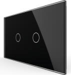LIVOLO Intrerupator Simplu + Simplu cu Touch LIVOLO cu Rama Din Sticla Standard Italian 4M (Negru) (vl-fc1/1-4b)