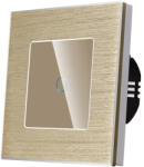 Luxion Intrerupator Simplu cu Touch din Sticla si Rama de Aluminiu LUXION, protocol Zigbee, Auriu (LX-ZT-101A-G)