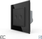 LIVOLO Intrerupator Dublu Cap Scara / Cruce cu Touch LIVOLO cu Rama din Sticla Protocol Zigbee EC Negru (vl-fc2sz2-2b-12)