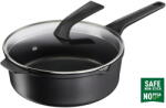 Tefal Cratita cu capac de sticla Robusto, 26 cm, inductie, invelis antiaderent din titan, aluminiu turnat, indicator Thermo-Signal, margini turnare, maner lateral integrat, negru (3168430333871)