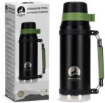 The Mountain Goat Termosz, Mountain Goat, kávéhoz és teához, fogantyúval és csészével, rozsdamentes acél anyag, kiváló minőségű műanyag, mérete 34 x 14 cm, akár 24 órán át tartja a hőt, 2 L űrtartalom, fekete/zöld (P-5