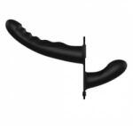  Shots Dual Vibrating Silicone Adjustable Strap-On Black 10-Speed