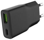 NATEC Încărcător USB universal Natec RIBERA GaN SLIM, 20 W, 1X USB-A + 1X USB-C, Negru NUC-2377
