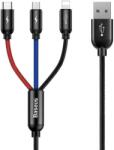 Baseus Cablu de date Baseus Colors CAMLT-BSY01, USB-A - Lightning / microUSB / USB-C, 18W, 1.2m, Negru (31567-uniw)
