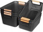  6 db műanyag tároló doboz, fekete, dobozok (X002AJU471)