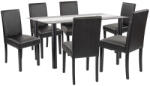 Leziter Set masa dining Leziter Cadiz 6+1 negru, masa sticla + 6 scaune eco piele (LUA140B_LKE-BL_6)