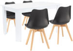 Leziter Set masa cu 4 scaune Leziter Zara 4+1, alb-negru, pentru 4 persoane (LYET140F_DA232AB_4)