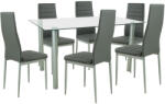Leziter Set masa dining Leziter Verna 6+1, gri, blat din sticla securizata 140x80 (LUA140W_DA258GG_6)