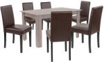 Leziter Set masa dining Leziter Leon 6+1 cu 6 scaune, stejar York si maro (LYET140YT_LKE-BR_6)