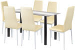 Leziter Set de dining Leziter Norman 6+1, masa din sticla calita, scaune bej (LUA140B_MDC-001-Beige_6)