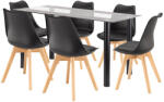 Leziter Set de dining Leziter Zelma 6+1 negru, masa din sticla 140 cm si 6 scaune (LUA140B_DA232AB_6)