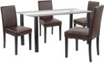 Leziter Set dining Leziter Cadiz 4+1, masa sticla 140 cm si 4 scaune maro-negru (LUA140B_LKE-BR_4)