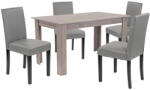 Leziter Set masa cu 4 scaune Leziter Leon, stejar York gri, 140x80 cm (LYET140YT_LKE-GR_4)