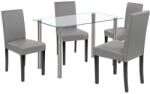 Leziter Set masa dining Leziter Karin 4+1, sticla securizata 120 cm, alb-gri (LUA120W_LKE-GR_4)