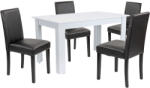 Leziter Set masa dining Leziter Leon 4+1 alb-negru, masa 140x80 cm si 4 scaune (LYET140F_LKE-BL_4)