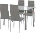 Leziter Set dining Leziter Mateo 4+1 cu masa din sticla securizata, 4 scaune gri (LUA120W_DA258GG_4)