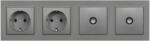Leziter Priza combo Leziter Nova IV cu 2 prize Schuko si 2 prize TV, cadru gri (LN4KERV-SZ_LNFCS-SZ_2_LNTVCS-SZ_2)