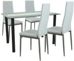 Leziter Set masa dining Leziter Mezza 4+1 alb-gri, blat din sticla securizata 120x70 (LUA120B_DA258WG_4)