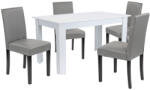 Leziter Set masa dining Leziter Leon 4+1, alb-gri, cu 4 scaune ECO si masa 140x80 cm (LYET140F_LKE-GR_4)