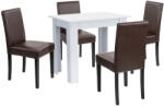 Leziter Set masa cu 4 scaune Leziter Leon alb-maro, masa 86x60 cm, scaune eco piele (LYET86F_LKE-BR_4)