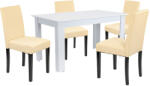 Leziter Set de dining Leziter Leon 4+1, masa cu 4 scaune, alb-bej (LYET140F_LKE-BE_4)