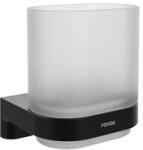 Ravak Chrome CR II 210.20BLM pohártartó üvegpohárral, matt fekete (RAV-X07P1377)