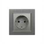 Leziter Priza Schuko cu împamantare Leziter Nova 16A 250V, cadru gri, montaj încastrat (LN1KERV-SZ_LNFCS-SZ)