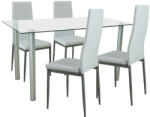 Leziter Set masa cu 4 scaune Leziter Verna alb-gri, blat sticla securizata 140x80 (LUA140W_DA258WG_4)