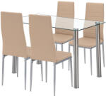 Leziter Set dining Leziter Mateo 4+1, masa sticla 120 cm si 4 scaune bej-gri (LUA120W_DA258BEG_4)