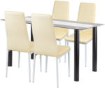 Leziter Set dining Leziter Norman 4+1 bej cu masa din sticla calita si 4 scaune (LUA140B_MDC-001-Beige_4)