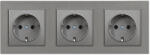 Leziter Priza tripla încastrata Leziter Nova III cu împamantare, 16A/250V, cadru gri (LN3KERV-SZ_LNFCS-SZ_3)