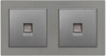Leziter Priza dubla UTP RJ45 Leziter Nova cu cadru gri, montaj încastrat (LN2KERV-SZ_LNUTP-SZ_2)