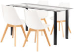 Leziter Set dining Leziter Zelma 4+1 alb-negru, masa sticla 140x80 si 4 scaune (LUA140B_DA232AW_4)