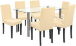 Leziter Set masa dining Leziter Cadiz 6+1 cu masa din sticla si 6 scaune bej (LUA140W_LKE-BE_6)
