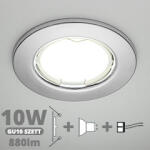  LED szpot szett: króm keret + 10 Wattos, természetes fehér GU10 LED lámpa + GU10 csatlakozó (kettesével rendelhető) (5072 + TR-GU10 + 1971)